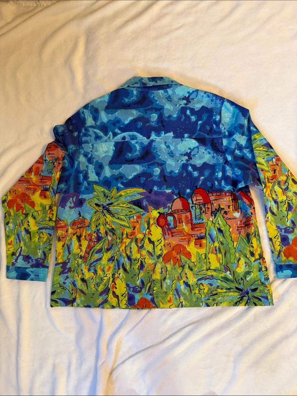 Laura Ashley Blue Multicolor Scenic Button-Front Jean Jacket - Picture 8 of 16